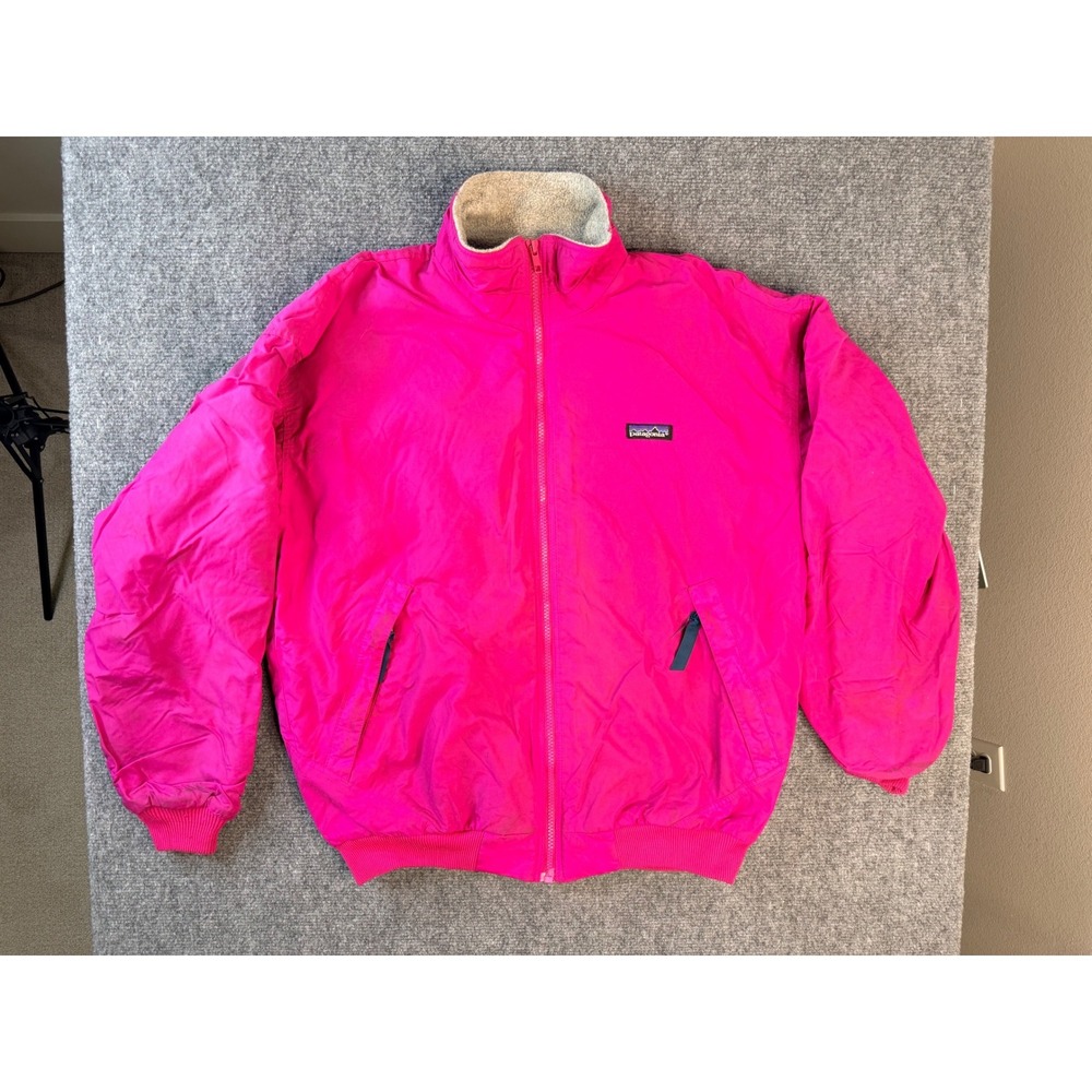 Vintage Patagonia Jacket Womens 12 Pink Fleece Lined Bomber Made in USA Stains